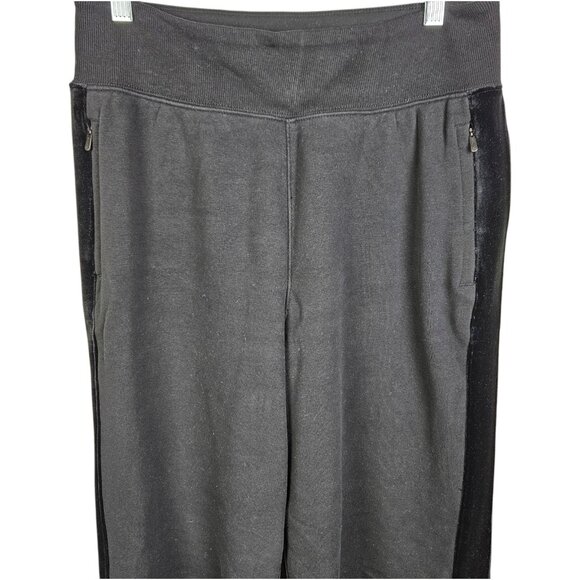 Athleta Retroplush Velvet Detail Black Straight Wide Leg Pants‎ Size Small - Picture 2 of 8